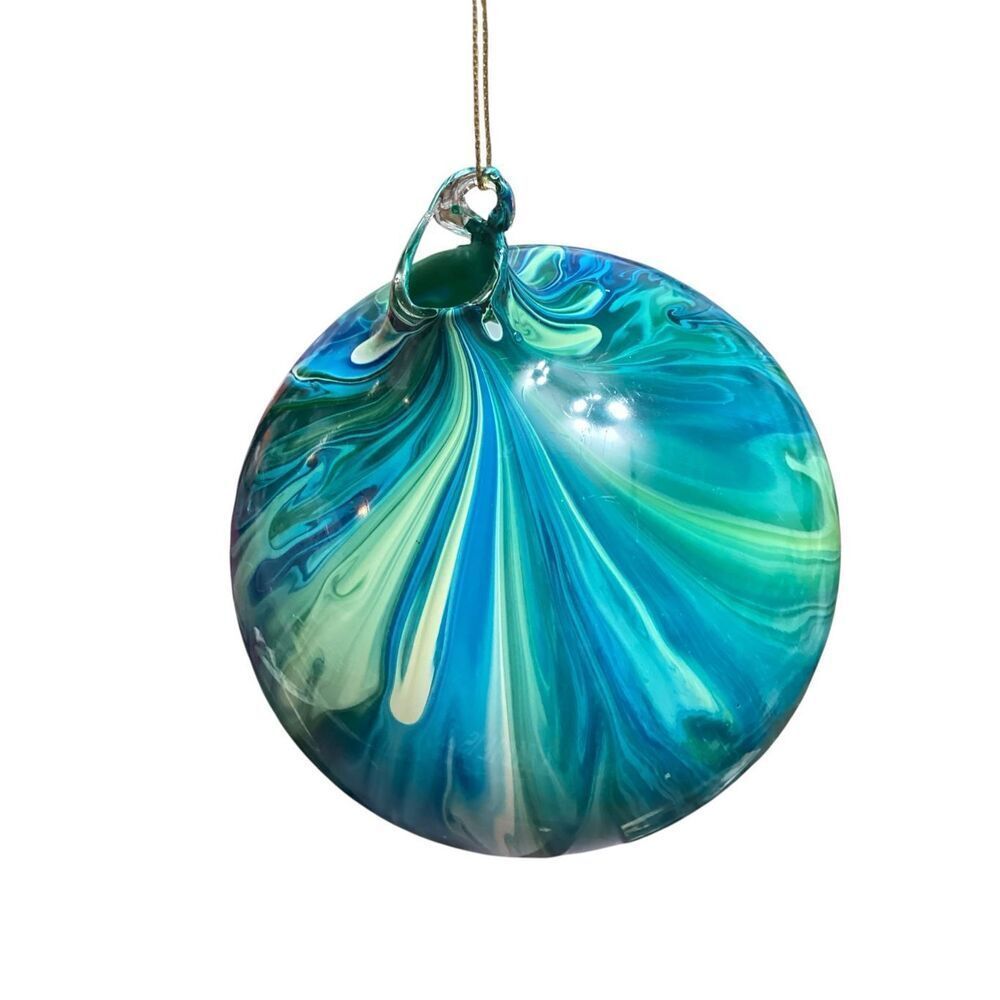 Hand Blown Swirled Glass Ornament / Window Decor